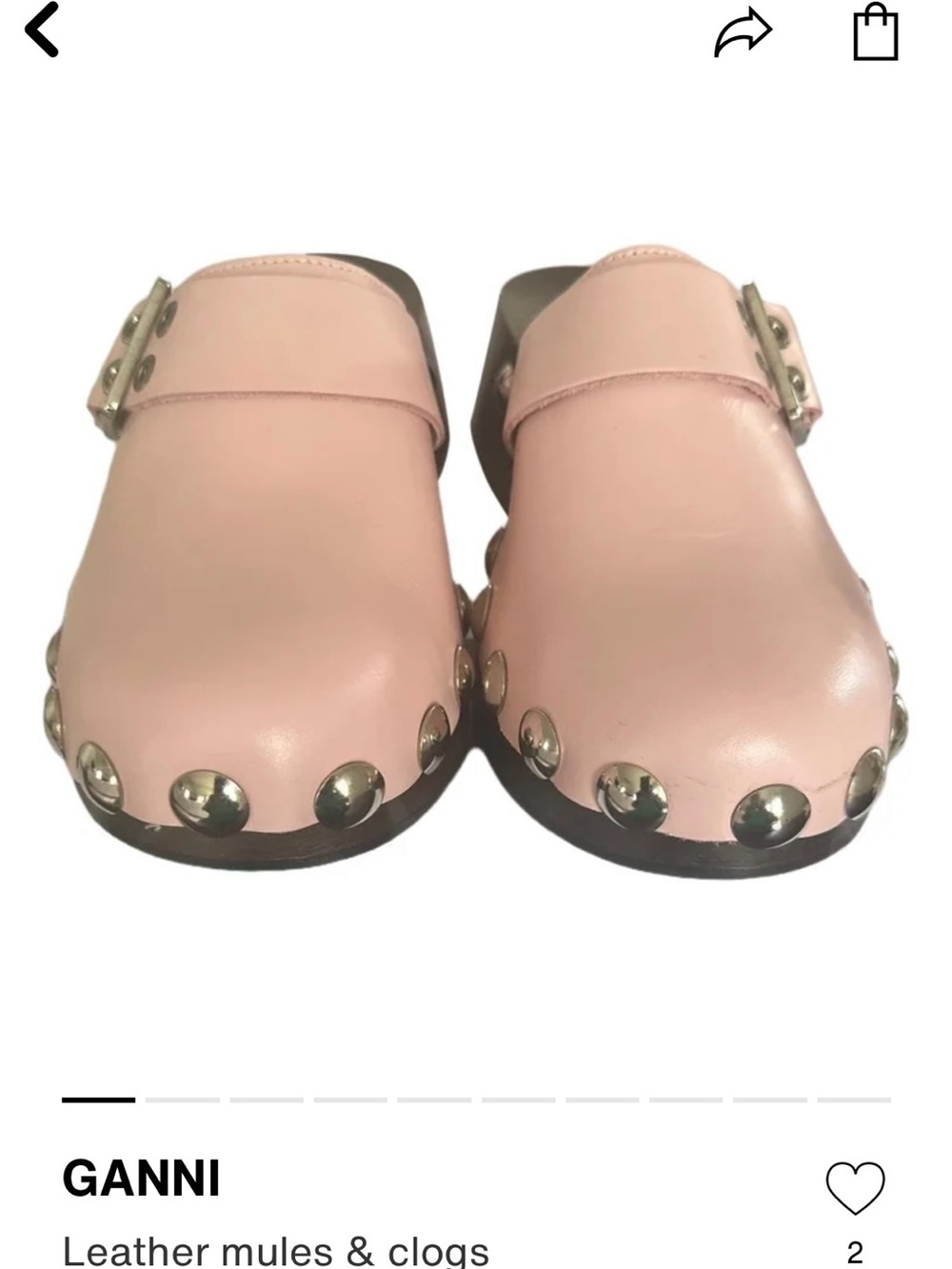 Ganni Pale Pink Leather Studded Clog Mules